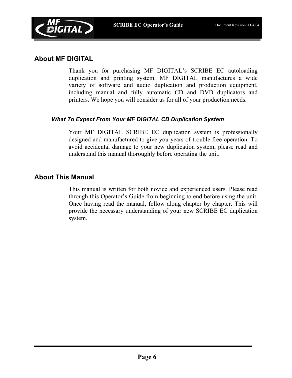 MF Digital SCRIBE EC PC-Based Series User Manual | Page 7 / 91