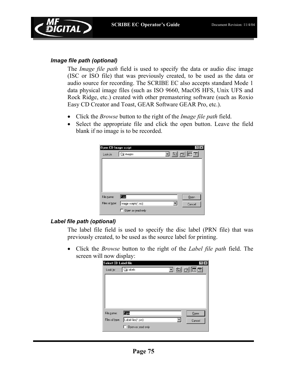 MF Digital SCRIBE EC PC-Based Series User Manual | Page 76 / 91