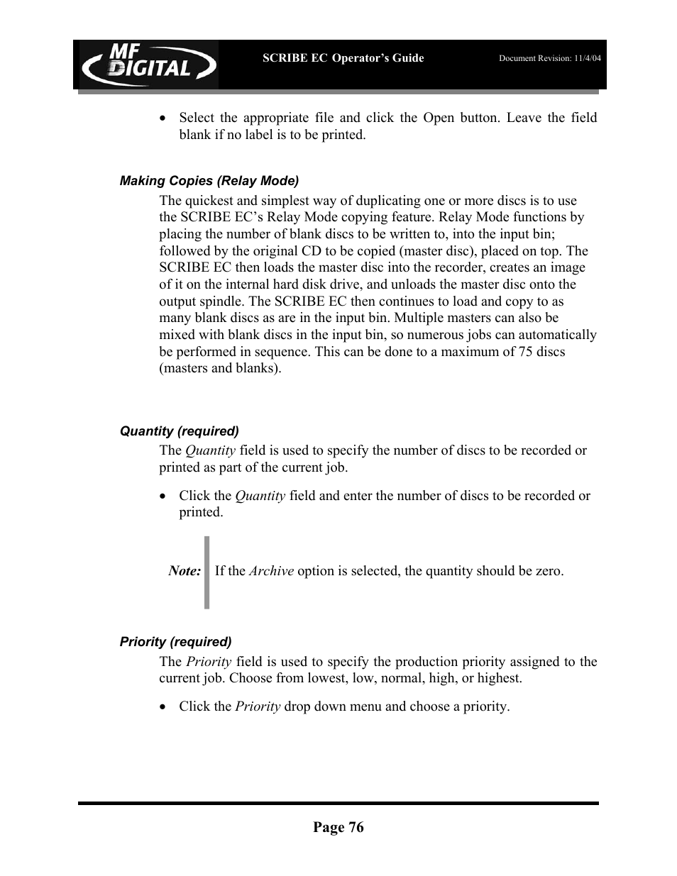 MF Digital SCRIBE EC PC-Based Series User Manual | Page 77 / 91