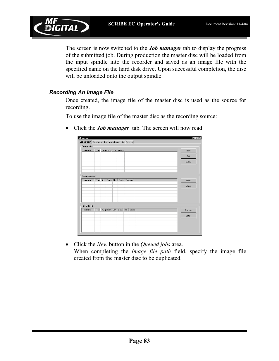 MF Digital SCRIBE EC PC-Based Series User Manual | Page 84 / 91