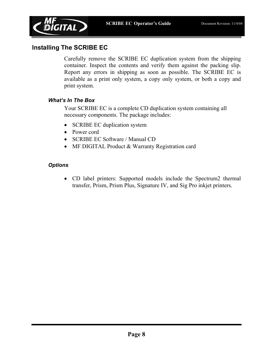 MF Digital SCRIBE EC PC-Based Series User Manual | Page 9 / 91