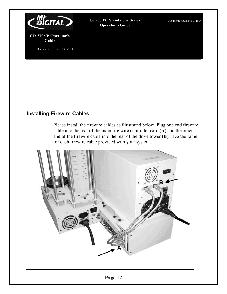 Page 12 installing firewire cables | MF Digital SCRIBE EC_PC_manual User Manual | Page 12 / 63