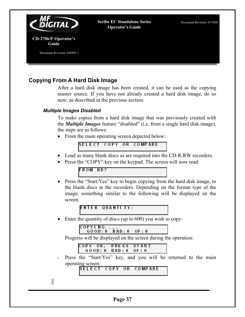 Page 37 copying from a hard disk image | MF Digital SCRIBE EC_PC_manual User Manual | Page 37 / 63