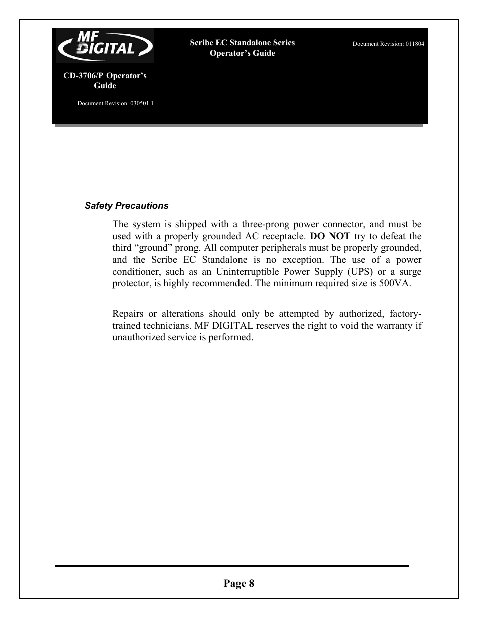Page 8 | MF Digital SCRIBE EC_PC_manual User Manual | Page 8 / 63