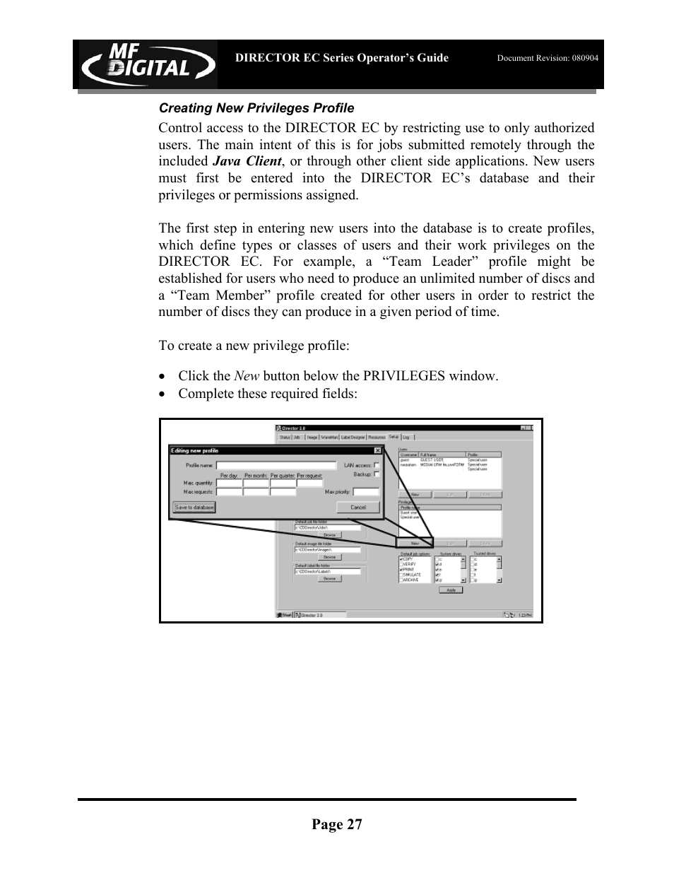 MF Digital Director EC Publishing Series User Manual | Page 28 / 87
