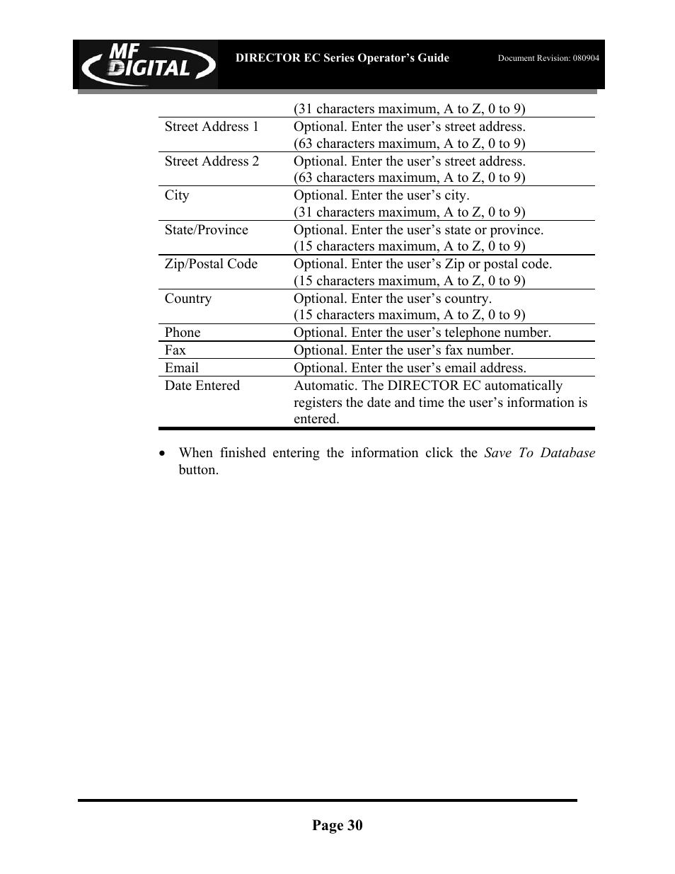 MF Digital Director EC Publishing Series User Manual | Page 31 / 87