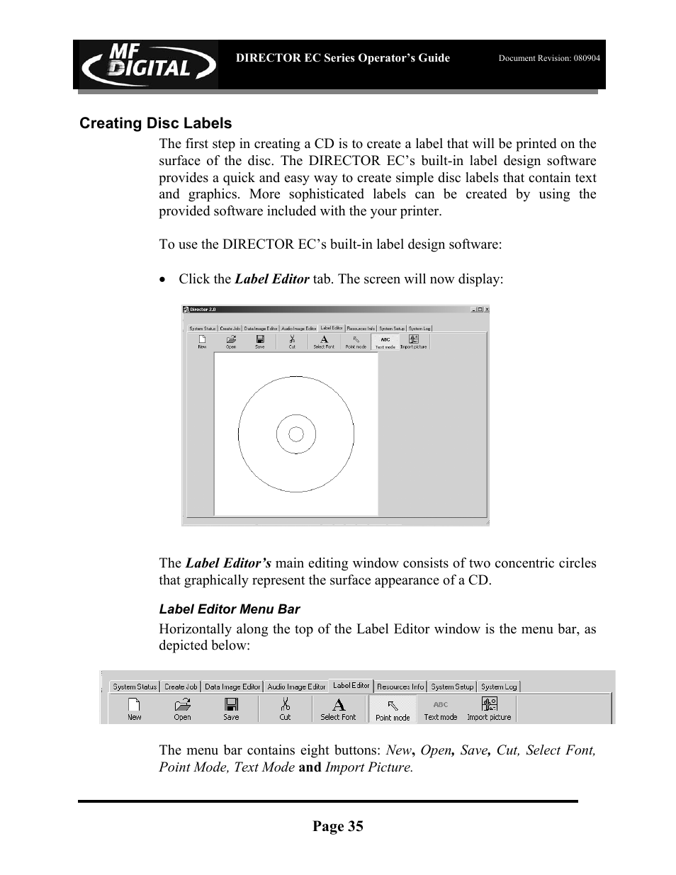 MF Digital Director EC Publishing Series User Manual | Page 36 / 87
