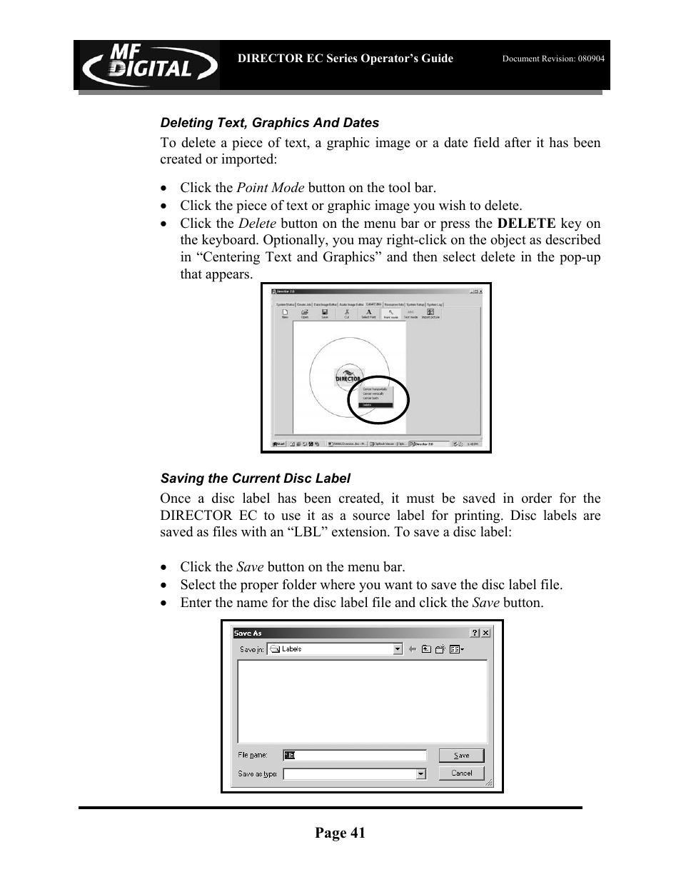 MF Digital Director EC Publishing Series User Manual | Page 42 / 87