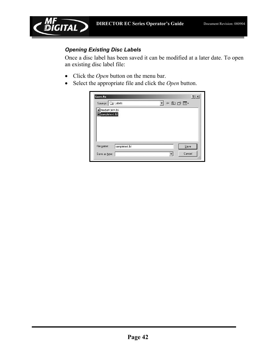 MF Digital Director EC Publishing Series User Manual | Page 43 / 87