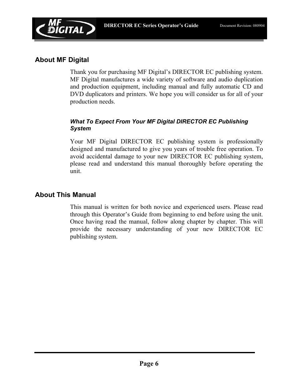 MF Digital Director EC Publishing Series User Manual | Page 7 / 87