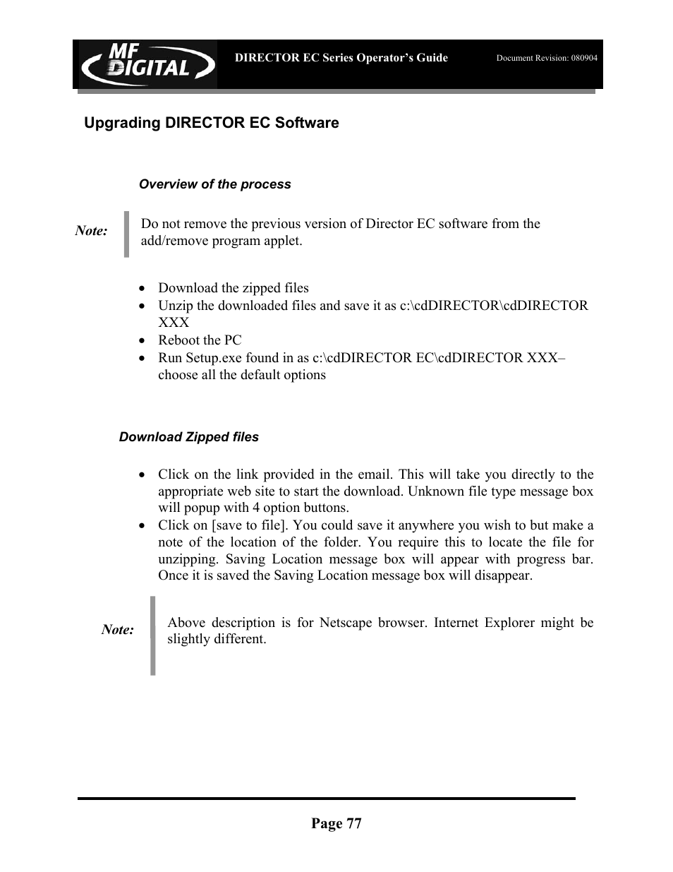MF Digital Director EC Publishing Series User Manual | Page 78 / 87
