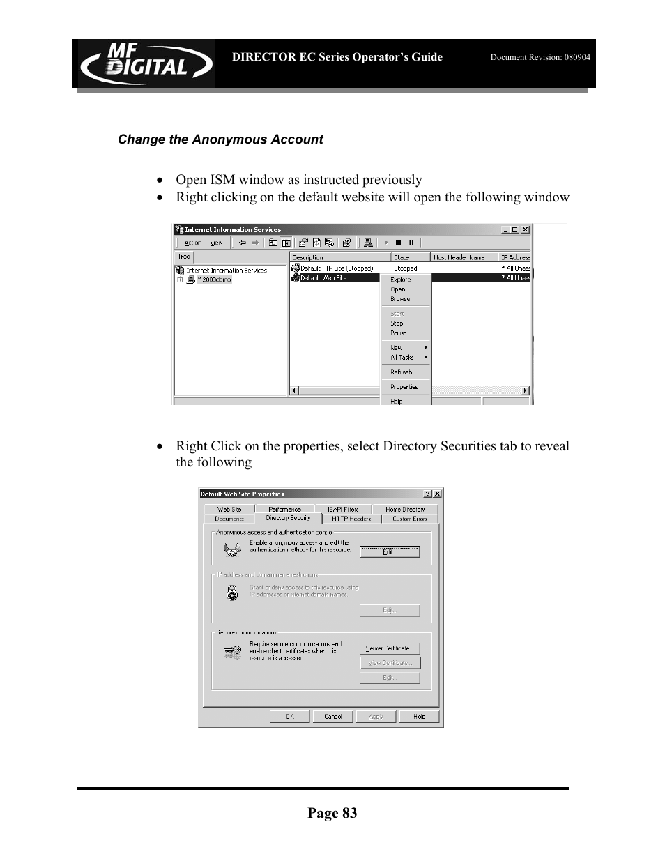 MF Digital Director EC Publishing Series User Manual | Page 84 / 87