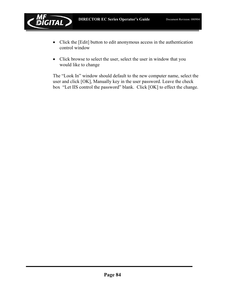 MF Digital Director EC Publishing Series User Manual | Page 85 / 87