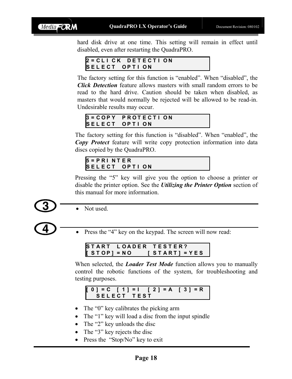 Page 18 | MF Digital CD-QuadraPRO (Rev: 08/01/02) User Manual | Page 19 / 55