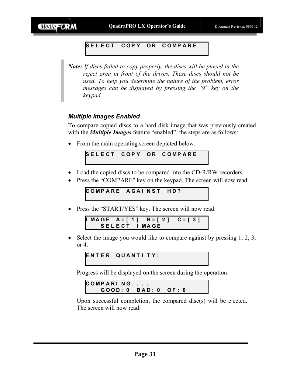 Page 31, Multiple images enabled | MF Digital CD-QuadraPRO (Rev: 08/01/02) User Manual | Page 32 / 55