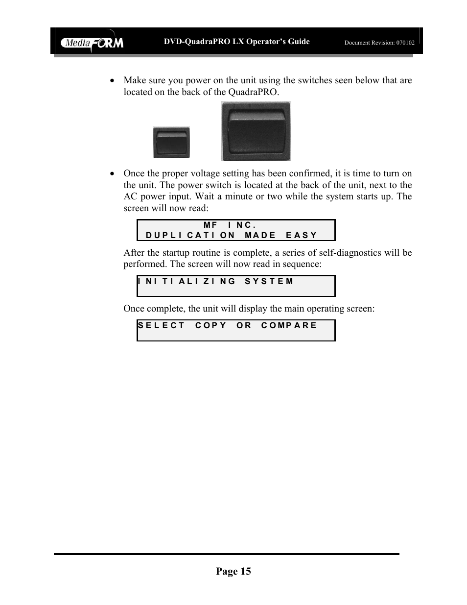 Page 15 | MF Digital DVD-QuadraPRO (Rev: 08/01/02) User Manual | Page 16 / 56