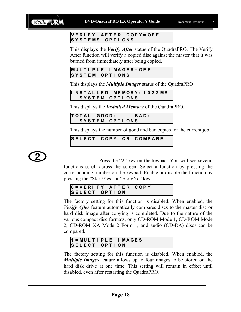 Page 18 | MF Digital DVD-QuadraPRO (Rev: 08/01/02) User Manual | Page 19 / 56