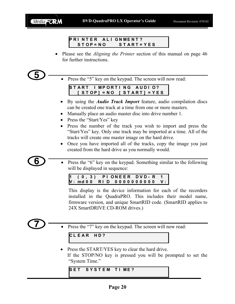 Page 20 | MF Digital DVD-QuadraPRO (Rev: 08/01/02) User Manual | Page 21 / 56