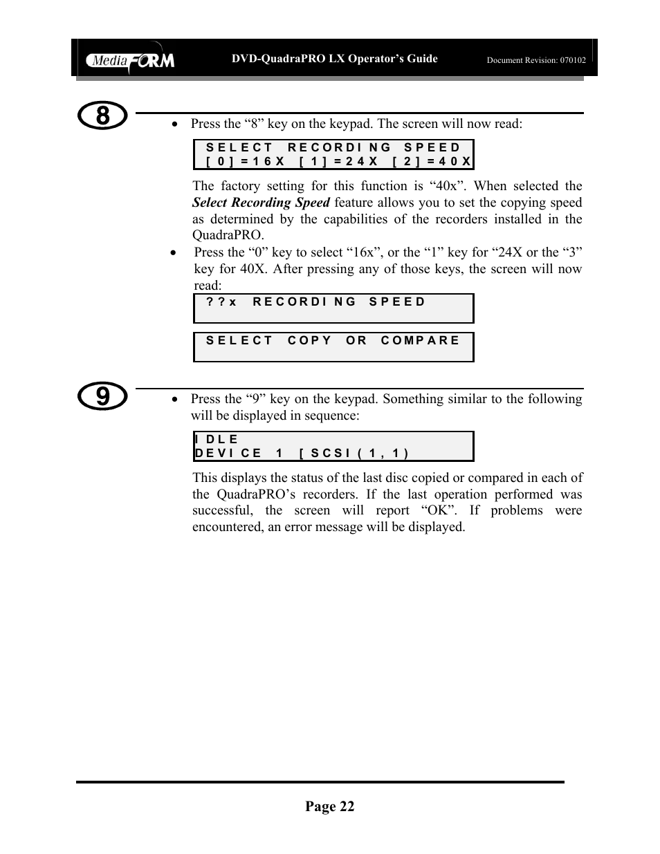 Page 22 | MF Digital DVD-QuadraPRO (Rev: 08/01/02) User Manual | Page 23 / 56