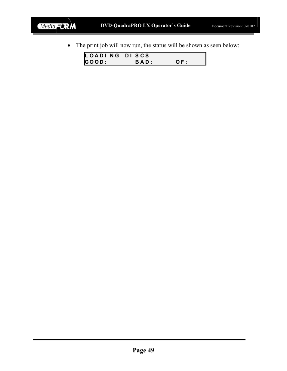 Page 49, Cd-3706/p operator’s guide, Dvd-quadrapro lx operator’s guide | MF Digital DVD-QuadraPRO (Rev: 08/01/02) User Manual | Page 50 / 56