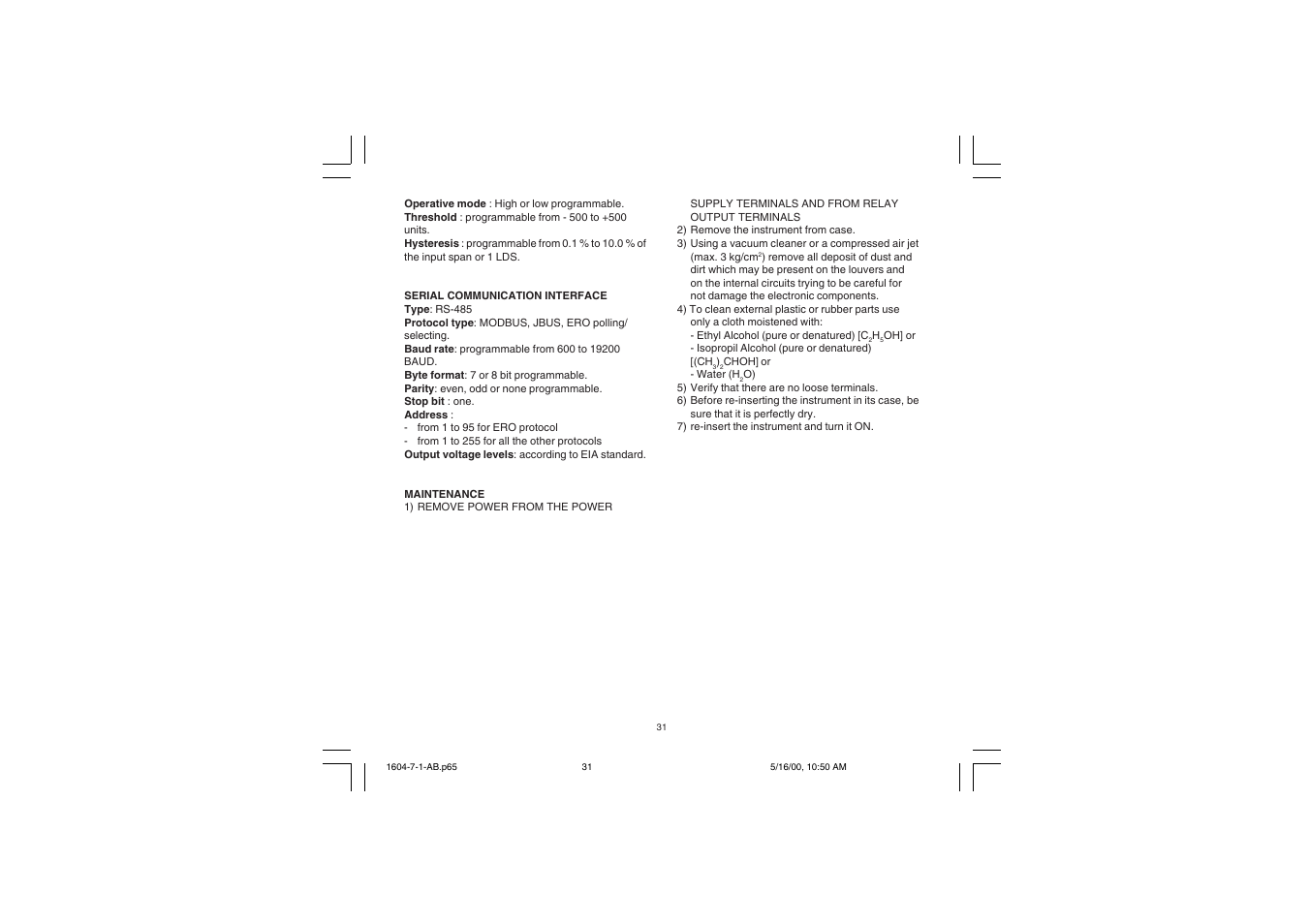 Chromalox TEMPERATURE CONTROLLER 1604-7 User Manual | Page 34 / 39