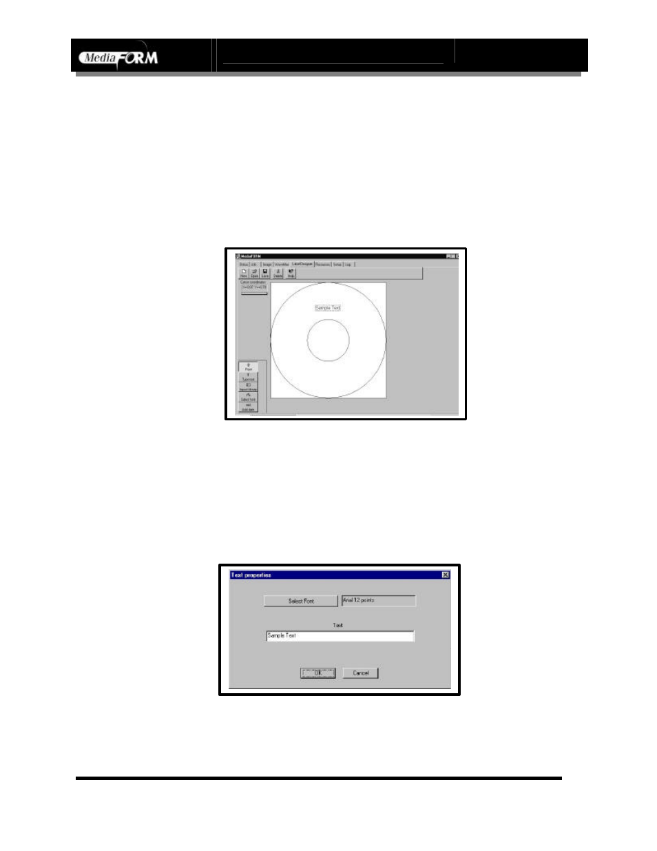Page 50, Creating text, Changing text and text attributes | MF Digital DIRECTOR CD/DVD Combo Series (Rev: 08/01/02) User Manual | Page 51 / 104