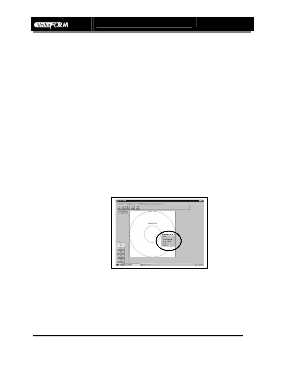 Page 53, Repositioning text, graphics and dates, Centering text and graphics | MF Digital DIRECTOR CD/DVD Combo Series (Rev: 08/01/02) User Manual | Page 54 / 104