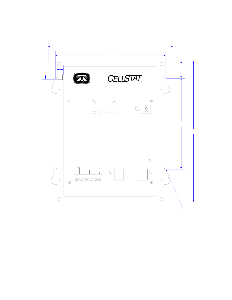 Appendix e: mechanical dimensions, Cellstat, Figure 6 mounting dimensions | Microtel CellStat v.2.10 User Manual | Page 43 / 43