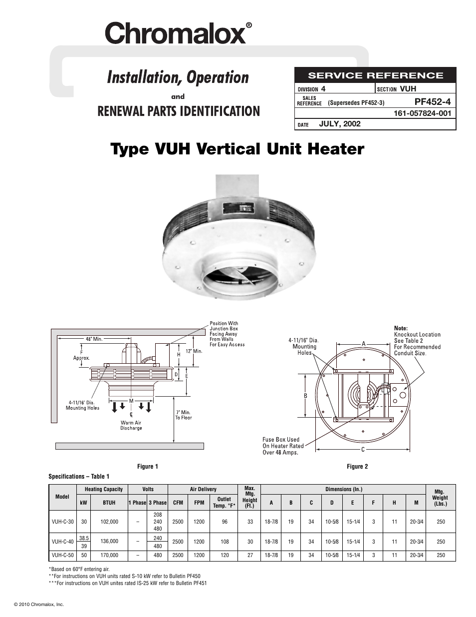 Chromalox PF452-4 User Manual | 6 pages