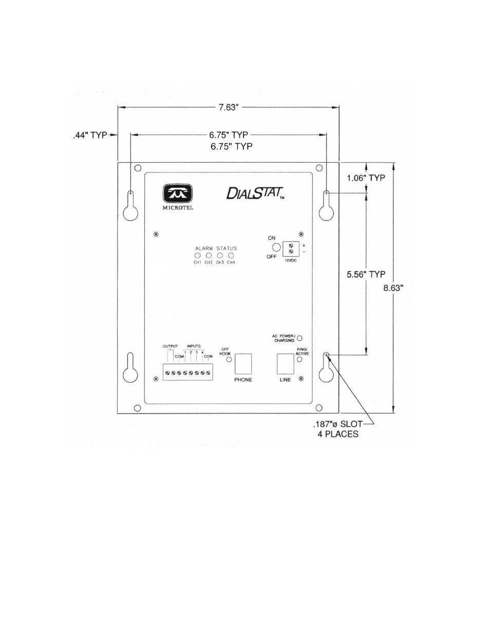 Appendix e: mechanical dimensions | Microtel DialStat (With Fault Indicators) User Manual | Page 32 / 32