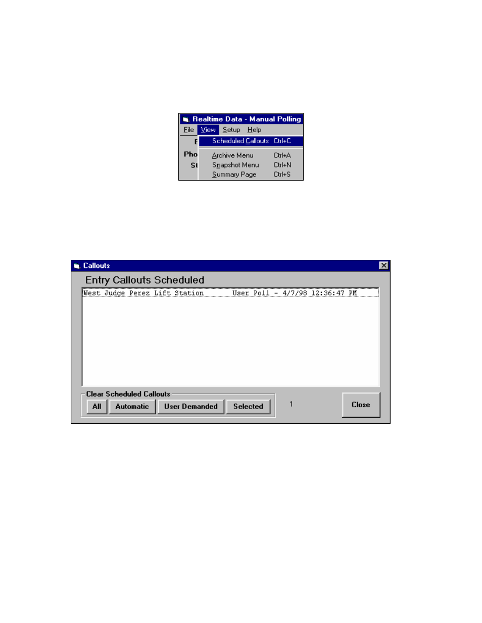 Scheduled poll call outs | Microtel MicroWin 2000 User Manual | Page 53 / 110