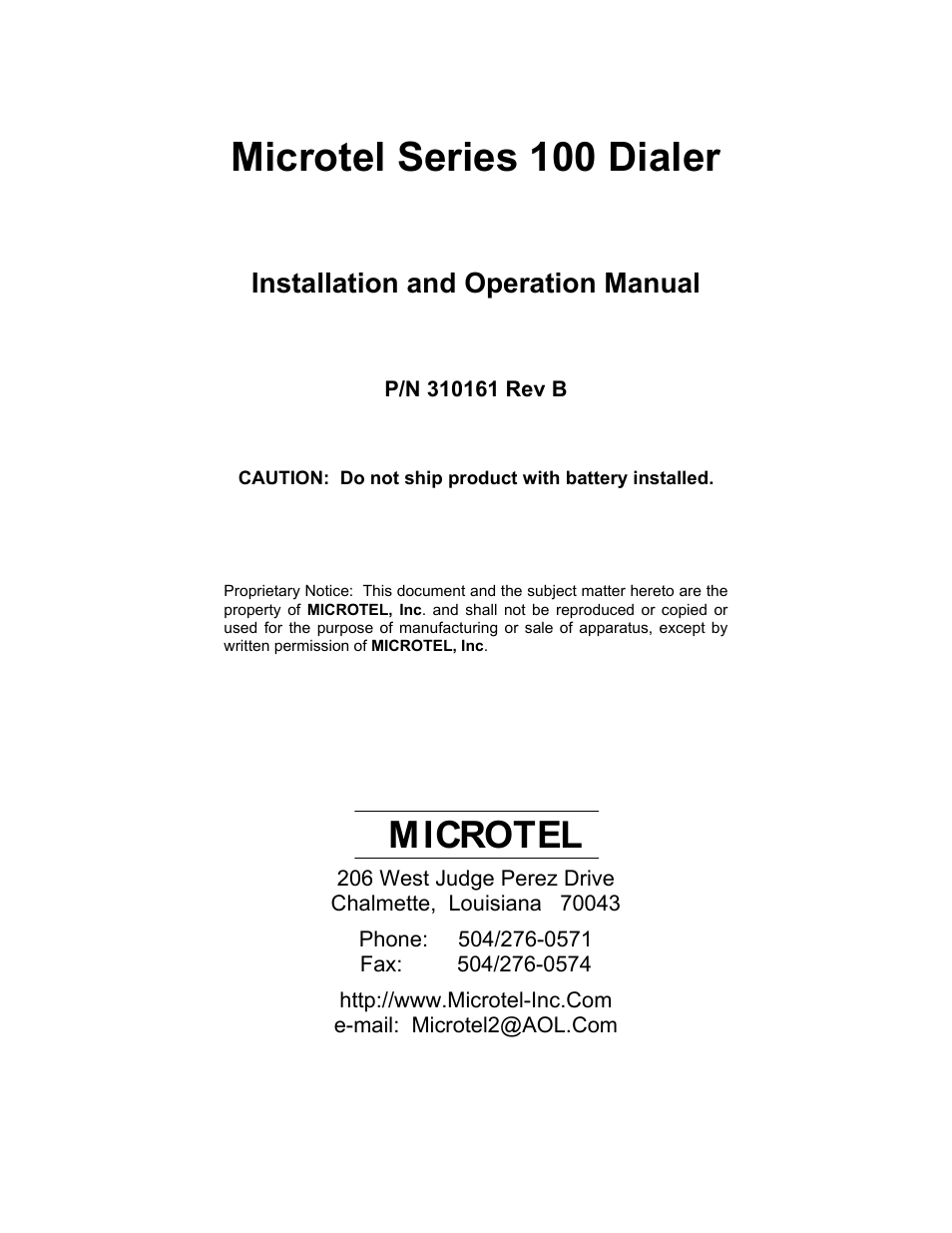 Microtel Series 100 User Manual | 28 pages