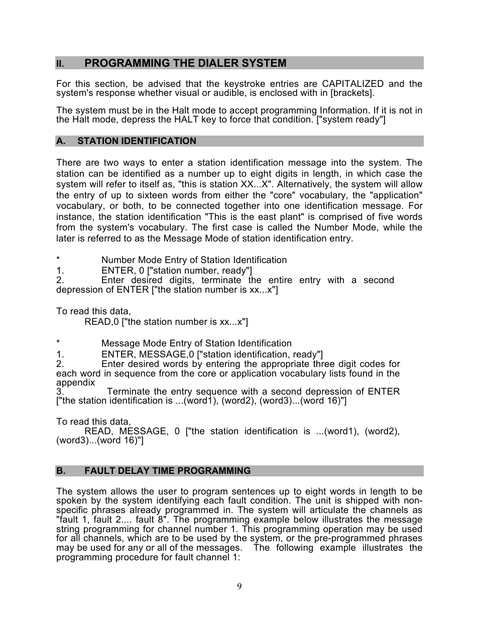 B.fault delay time programming | Microtel Series 100 User Manual | Page 13 / 28