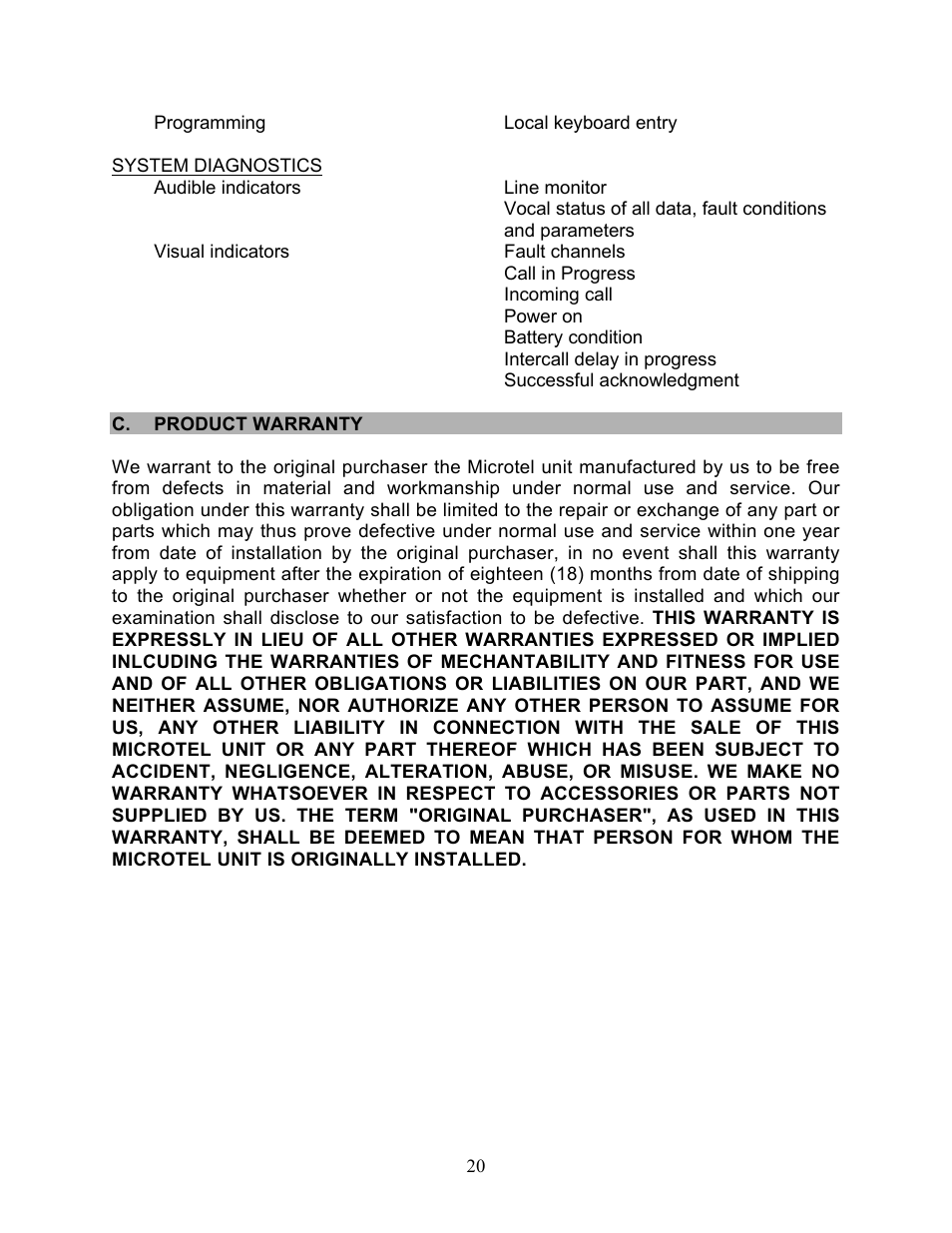 Microtel Series 100 User Manual | Page 24 / 28