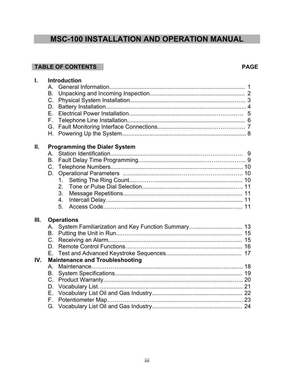 Msc-100 installation and operation manual | Microtel Series 100 User Manual | Page 3 / 28