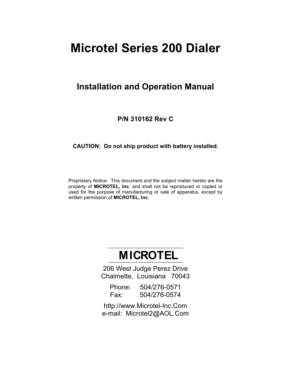 Microtel Series 200 User Manual | 27 pages