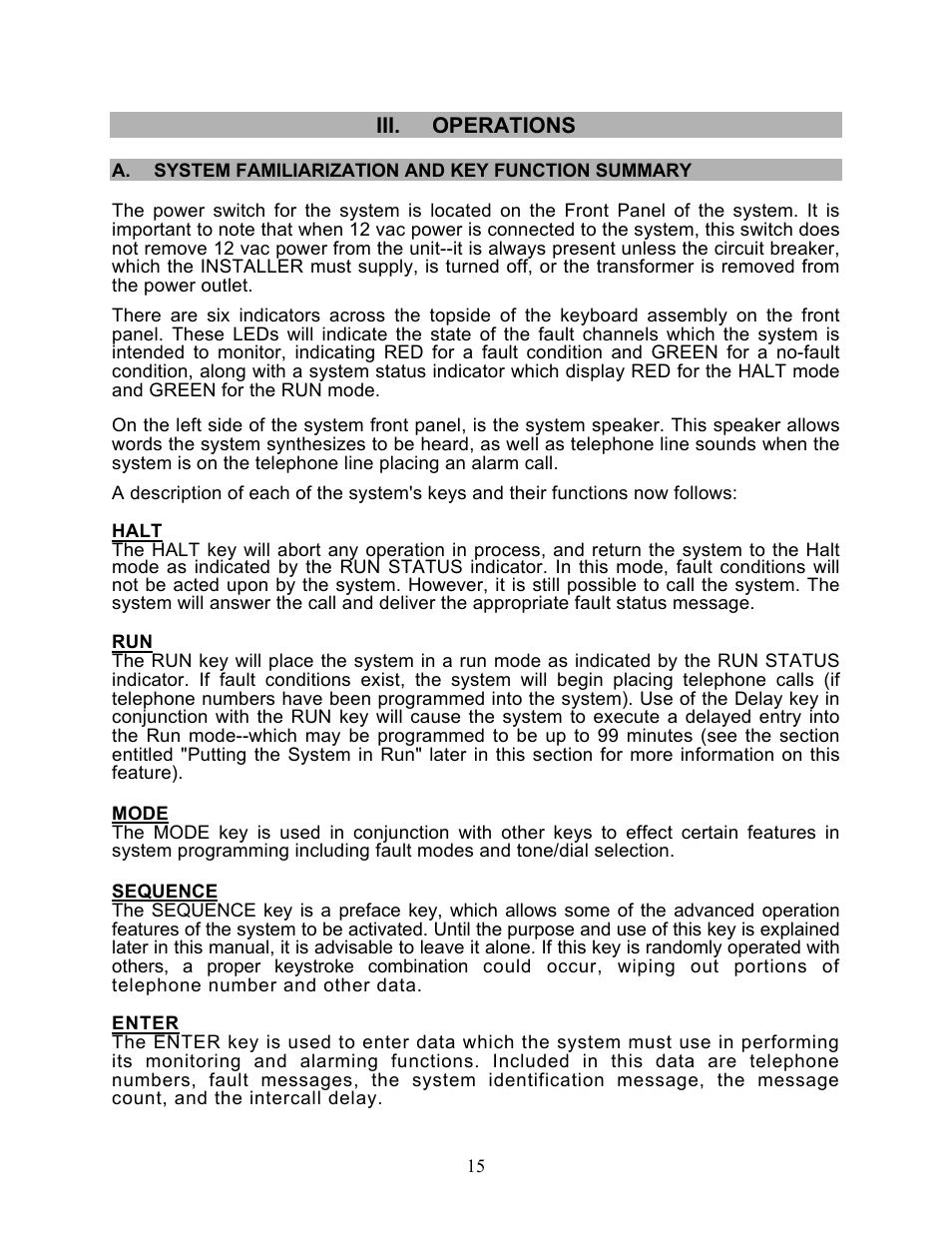 Halt, Mode, Sequence | Enter | Microtel Series 200 User Manual | Page 19 / 27