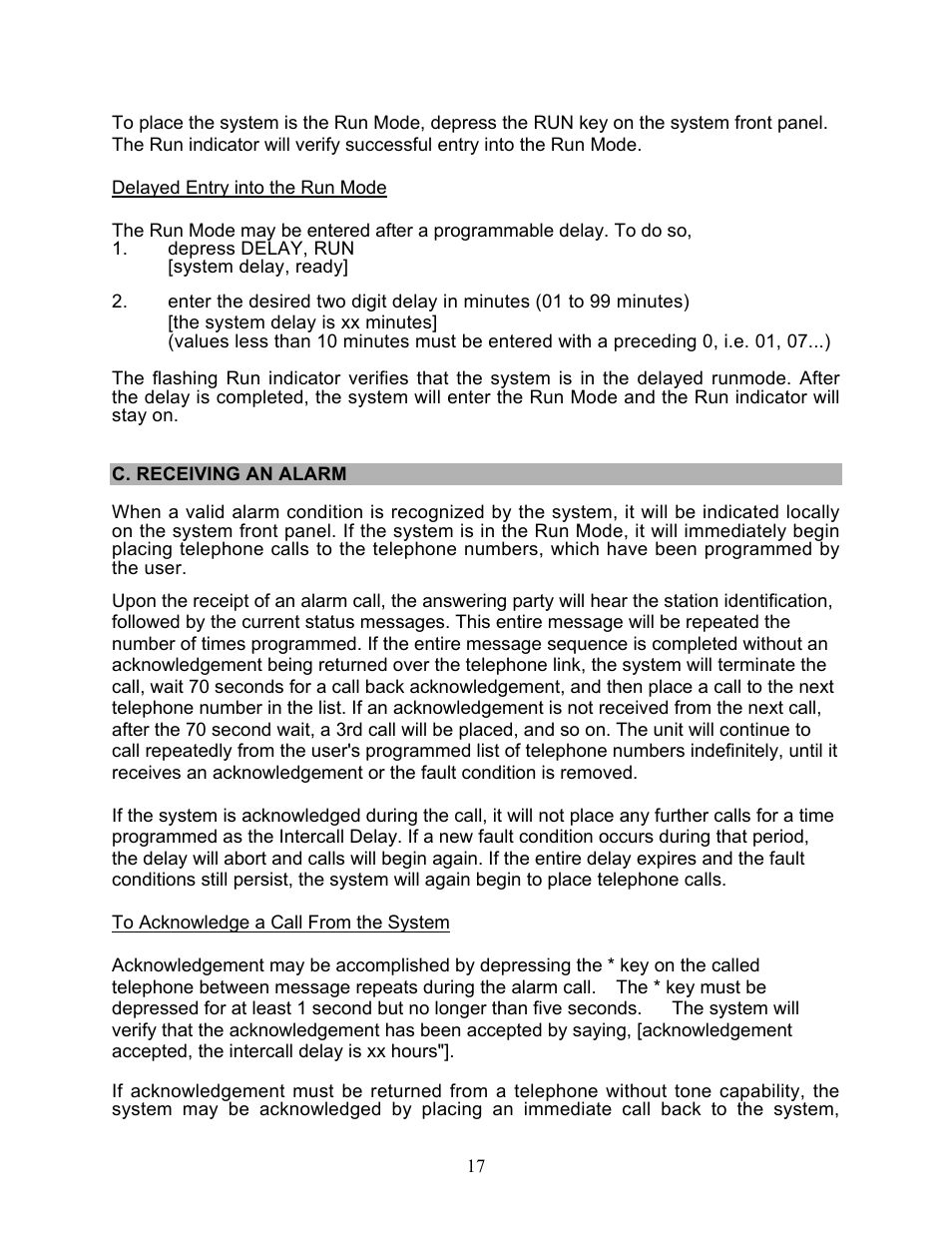 To acknowledge a call from the system | Microtel Series 200 User Manual | Page 21 / 27