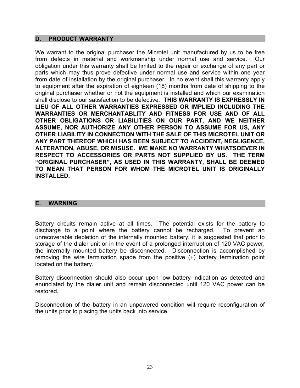 Microtel Series 250 User Manual | Page 27 / 28
