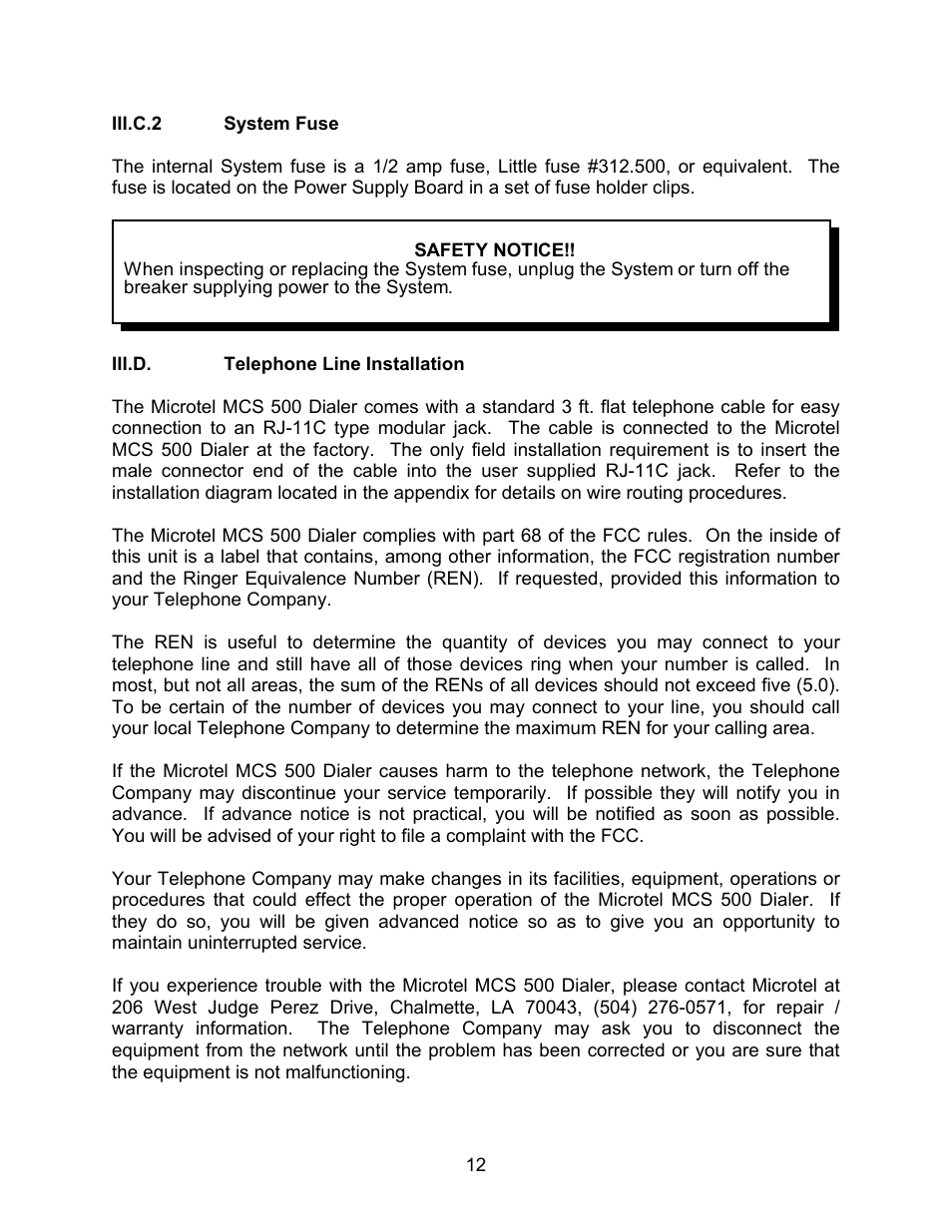 Microtel Series 500 User Manual | Page 19 / 74