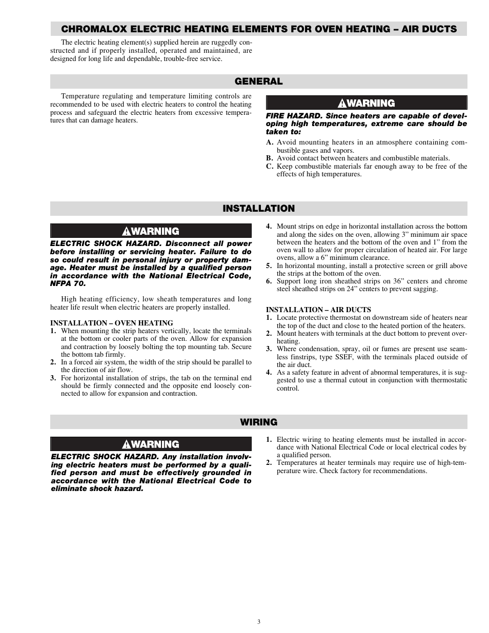 General installation, Wiring | Chromalox POO400-7 User Manual | Page 3 / 4