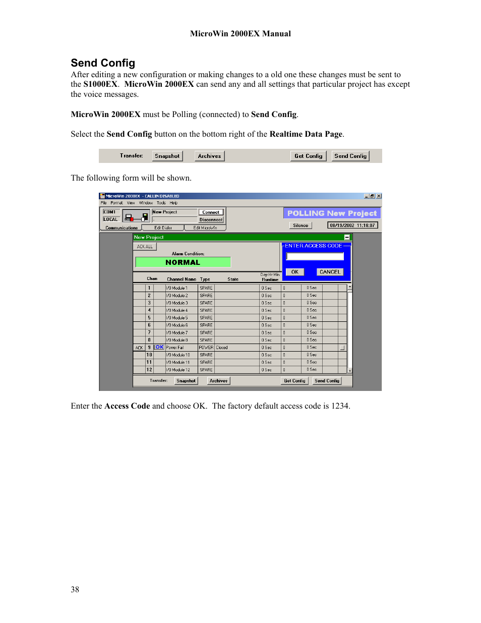 Send config | Microtel MicroWin 2000EX User Manual | Page 44 / 63