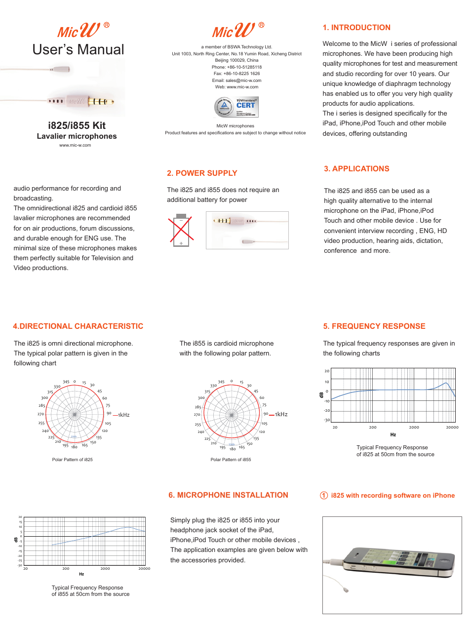 MicW i855kit User Manual | 2 pages