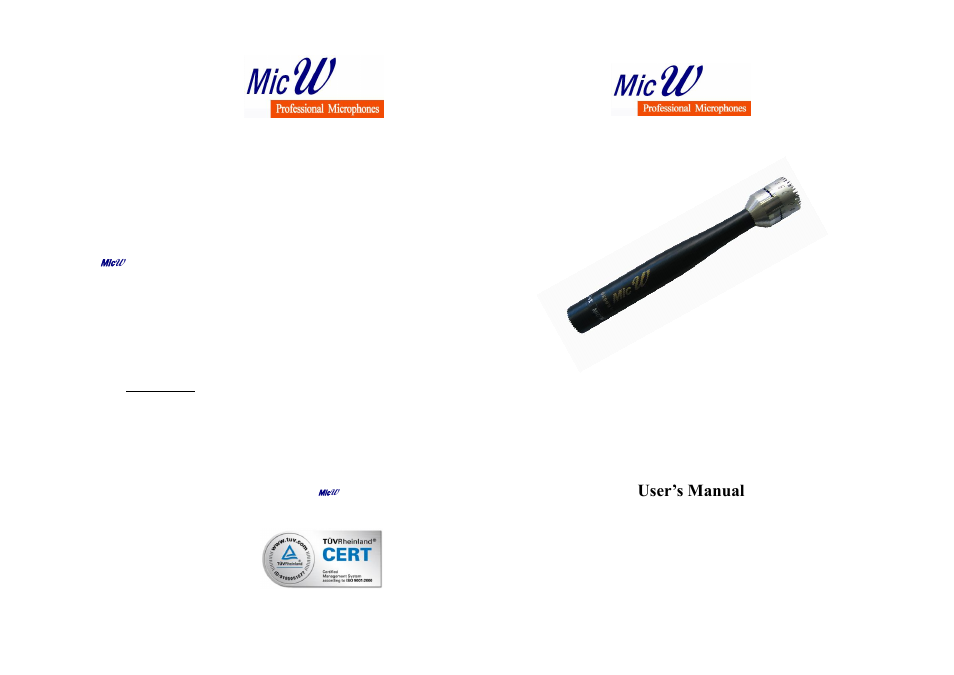 MicW N151-Pair User Manual | 3 pages