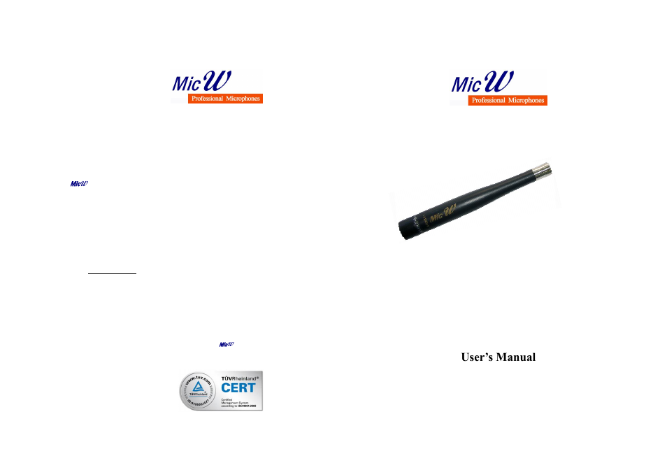 MicW M216 User Manual | 3 pages