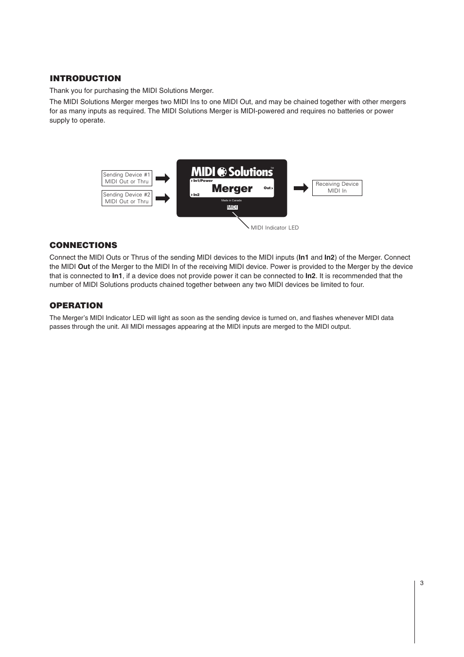 Midi solutions, Merger | MIDI Solutions Merger User Manual | Page 3 / 4