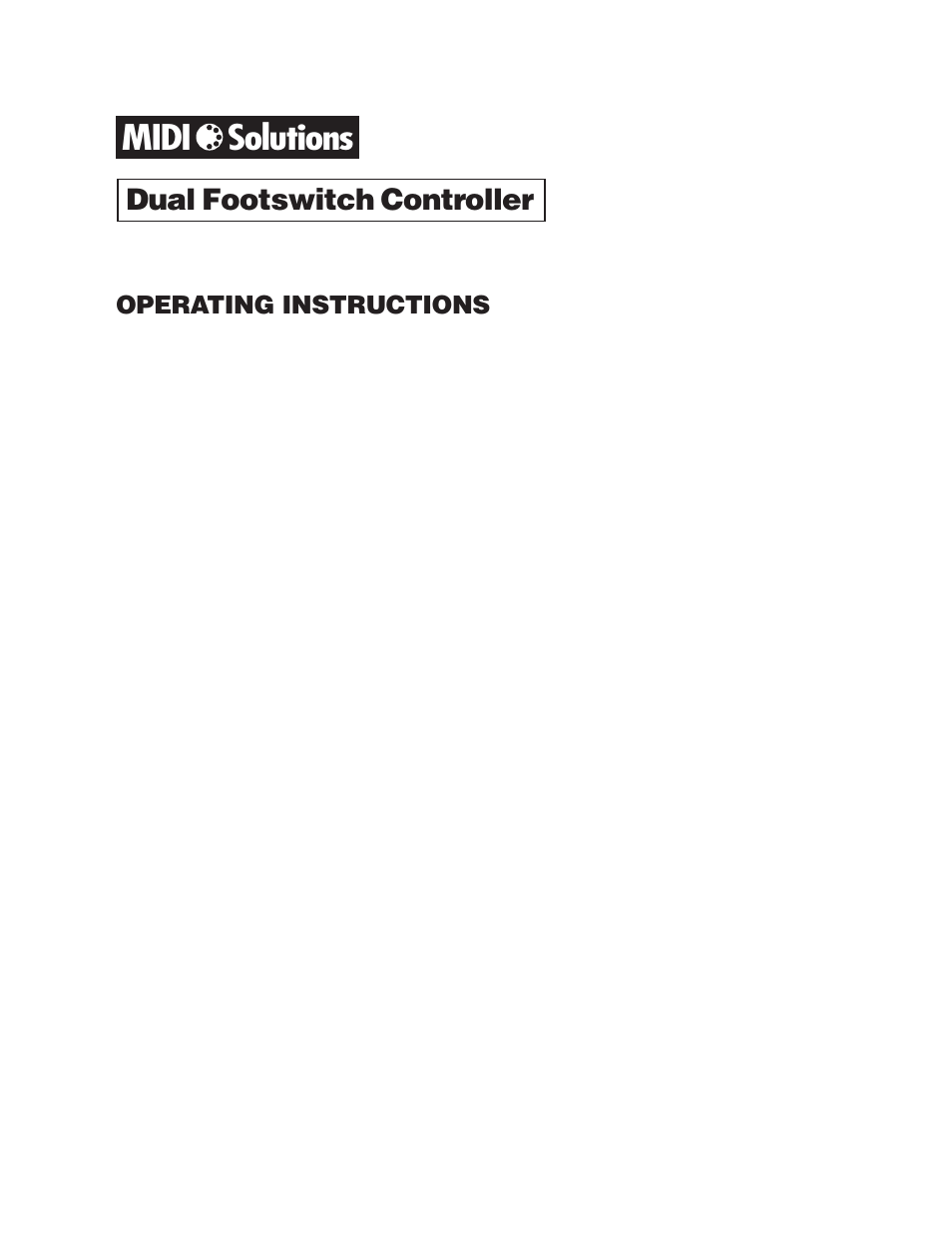 MIDI Solutions Dual Footswitch Controller User Manual | 15 pages