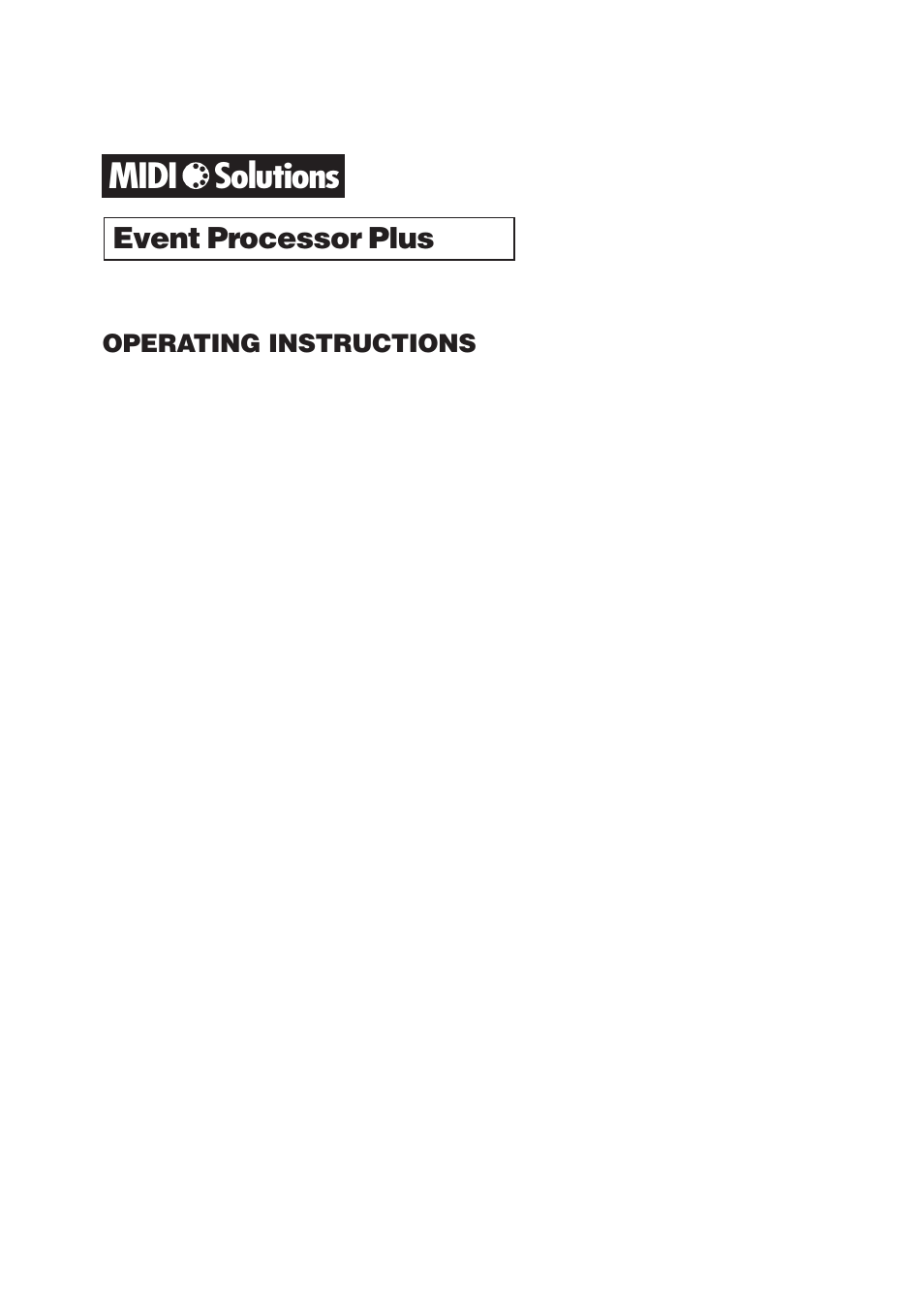 MIDI Solutions Event Processor Plus User Manual | 9 pages