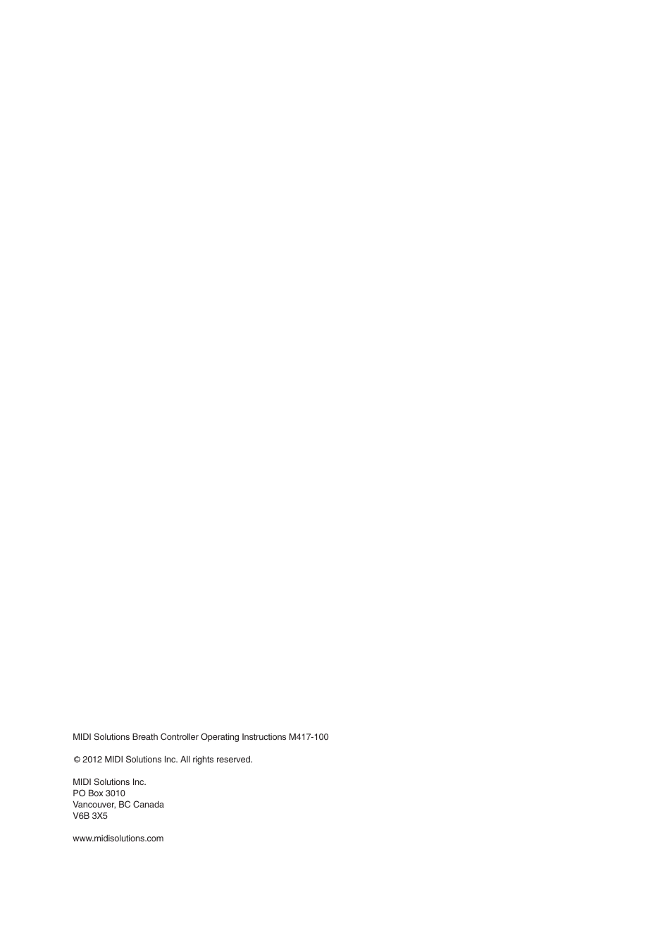 MIDI Solutions Breath Controller User Manual | Page 2 / 7