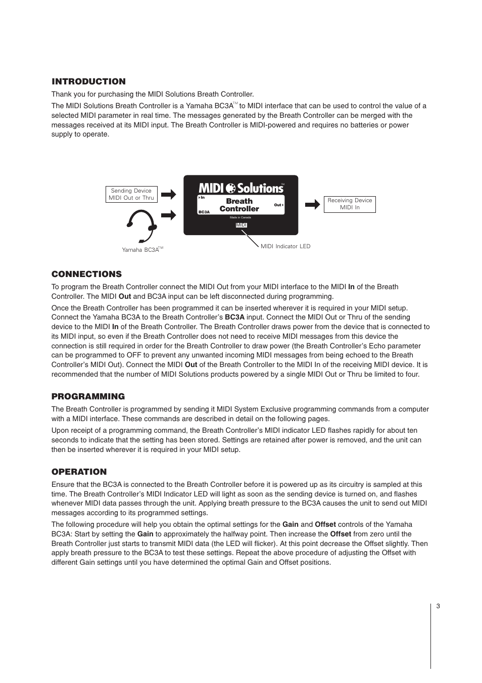 Midi solutions | MIDI Solutions Breath Controller User Manual | Page 3 / 7